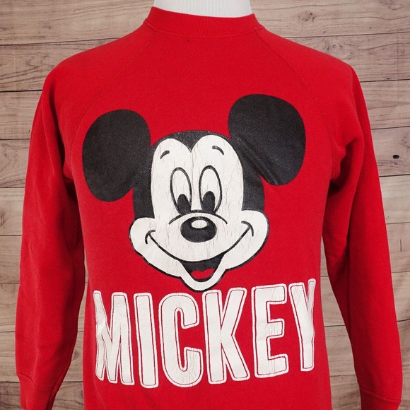 VINTAGE DISNEY WEAR MICKEY MOUSE 80s USA MADE CREW NECK SWEATSHIRT SIZE M - Picture 1 of 9